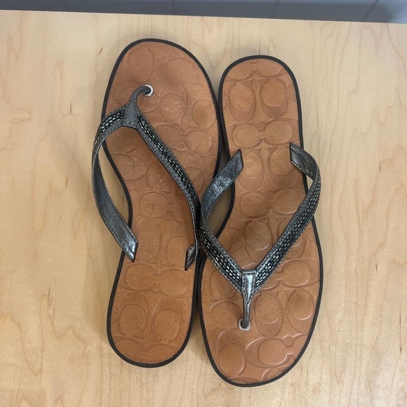 Coach Laurel Leather FlipFlop Sandels SZ‎ 8 - Picture 2 of 6